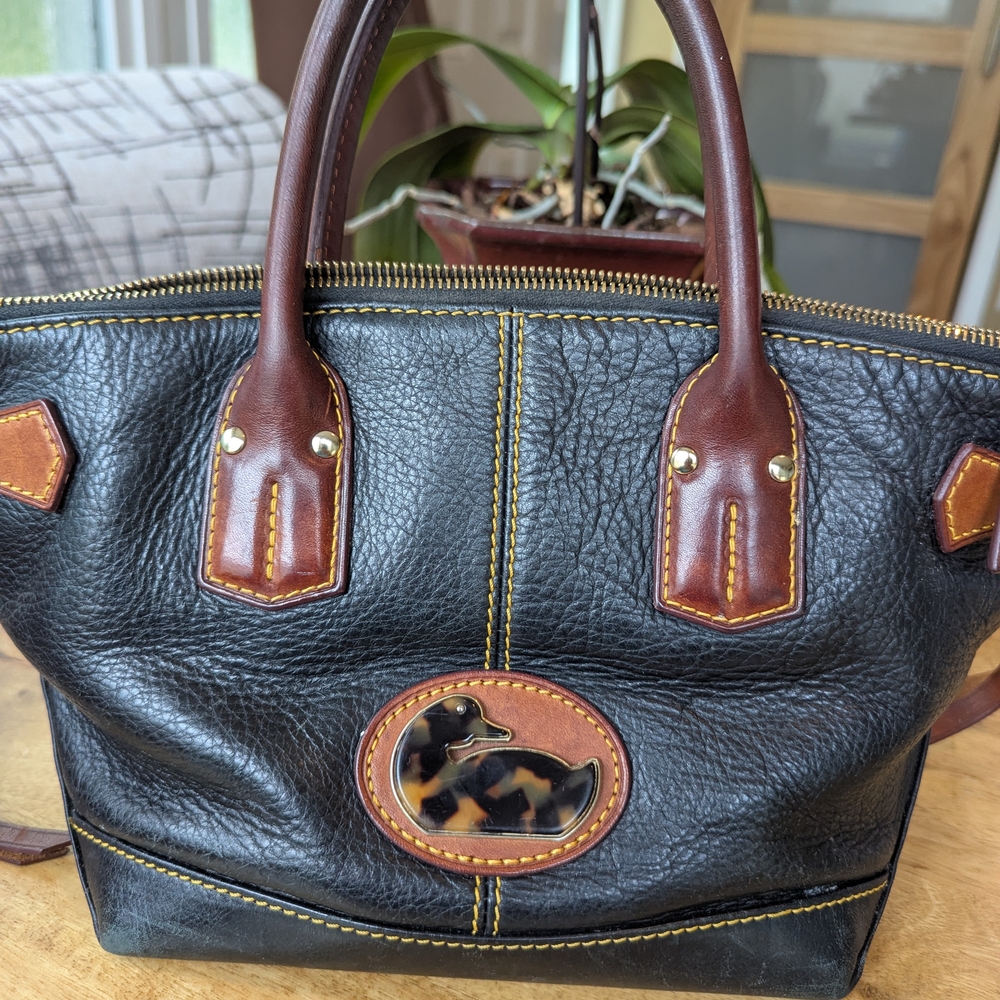 Black and Brown Leather Tote Bag